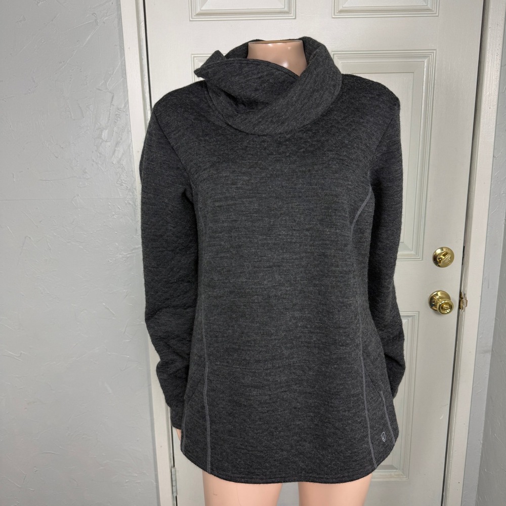 Kuhl Women's Athena Sweater Large Long Sleeve Wool Blend Pullover Charcoal KK18